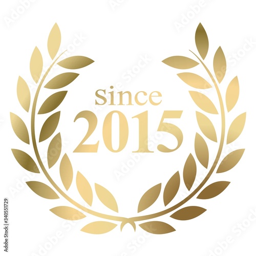 Year 2015 gold laurel wreath vector isolated on a white background 