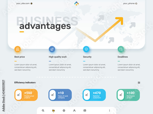 Simple colorful infographics design template. Circular element with 4 pictograms and text box. Four advantages for your business. Vector illustration for presentation, website, banner and for printing