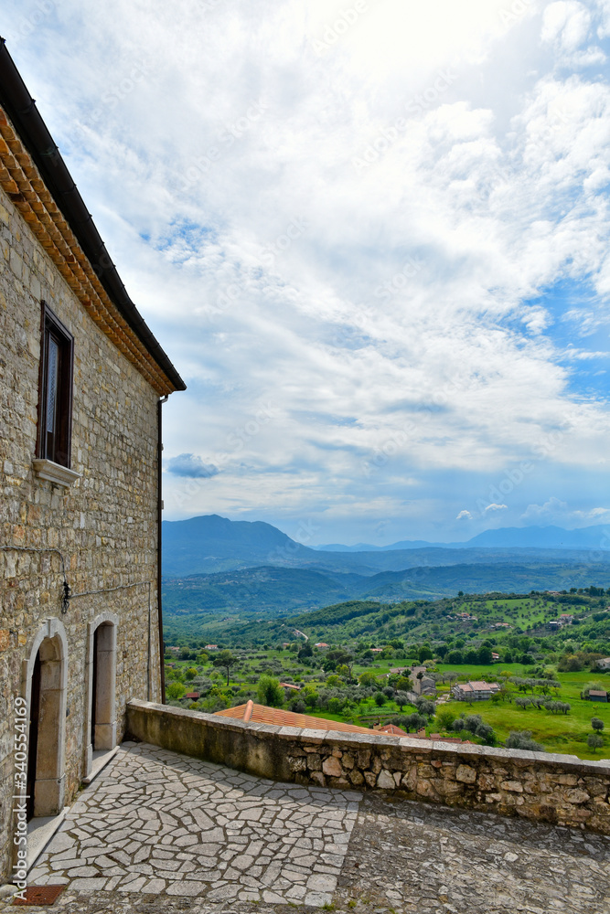 Panoramic view of the town of Gesualdo in the province of Avellino, Italy