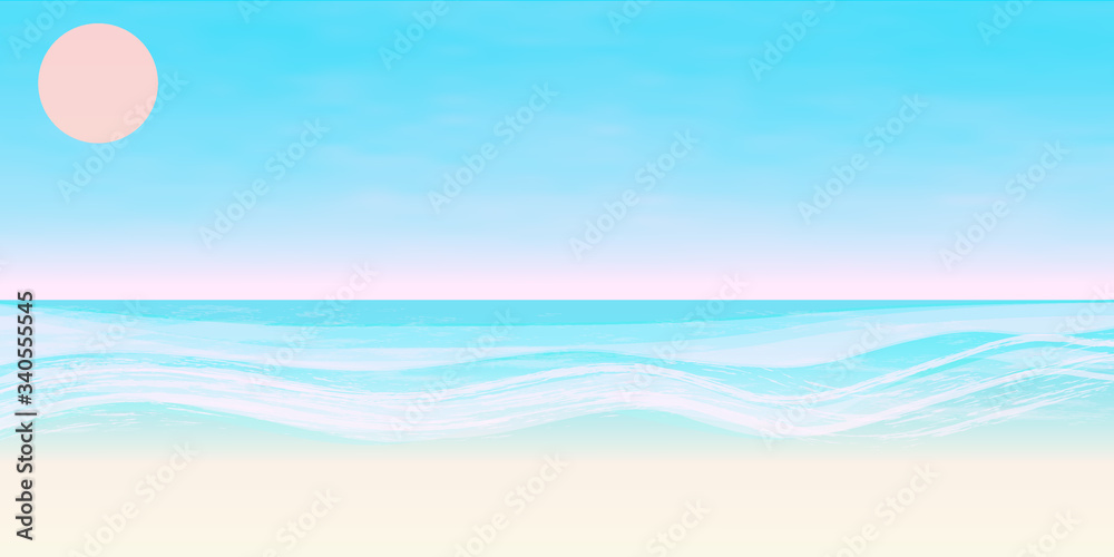 Summer beach vector illustration. Ocean and sand. Beautiful summer backdrop.	
