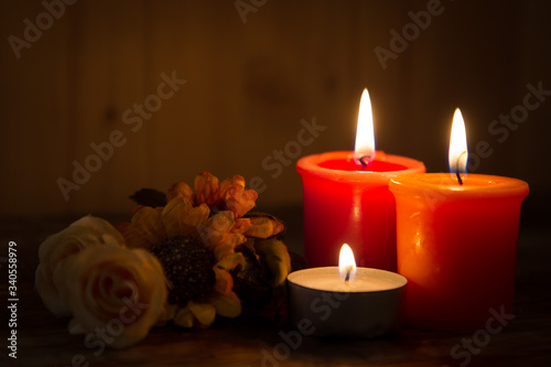 candles and rose petals