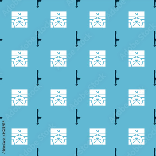 Set Police rubber baton and Suspect criminal on seamless pattern. Vector