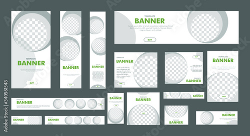 set of creative web banners of standard size with a place for photos. Business ad banner. Vertical, horizontal and square template. vector illustration EPS 10