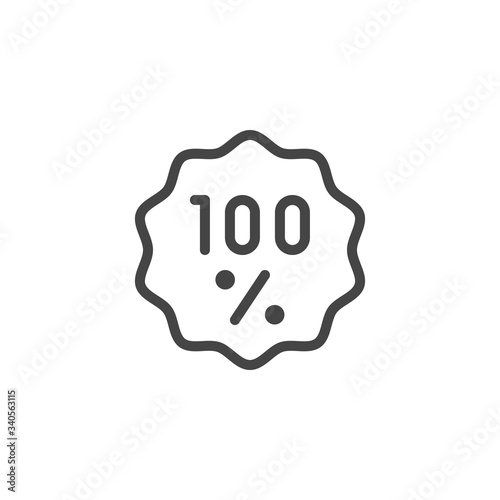 Icon one hundred percent line label. Top buyers choice, quality assurance, natural product, organic food. Ad sign for services, online stores and mobile apps. Vector isolated
