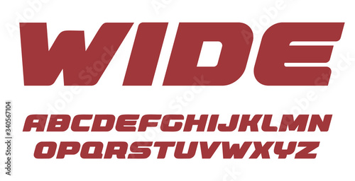 Wide bold letters set, heavy alphabet, bold italic style alphabet. Weight font for gym, auto, race or game. Ideal for advertising headline, logo, print and banner design. Vector typography