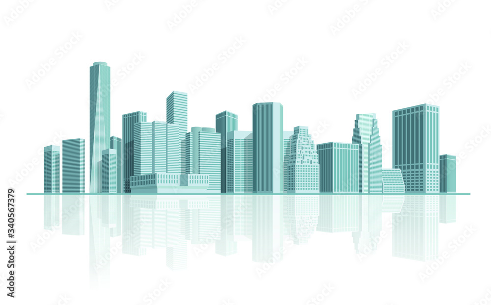 Modern City With Skyscrapers Construction Building Icon Vector Illustration