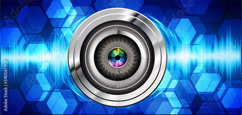 Blue eye cyber circuit future technology concept background