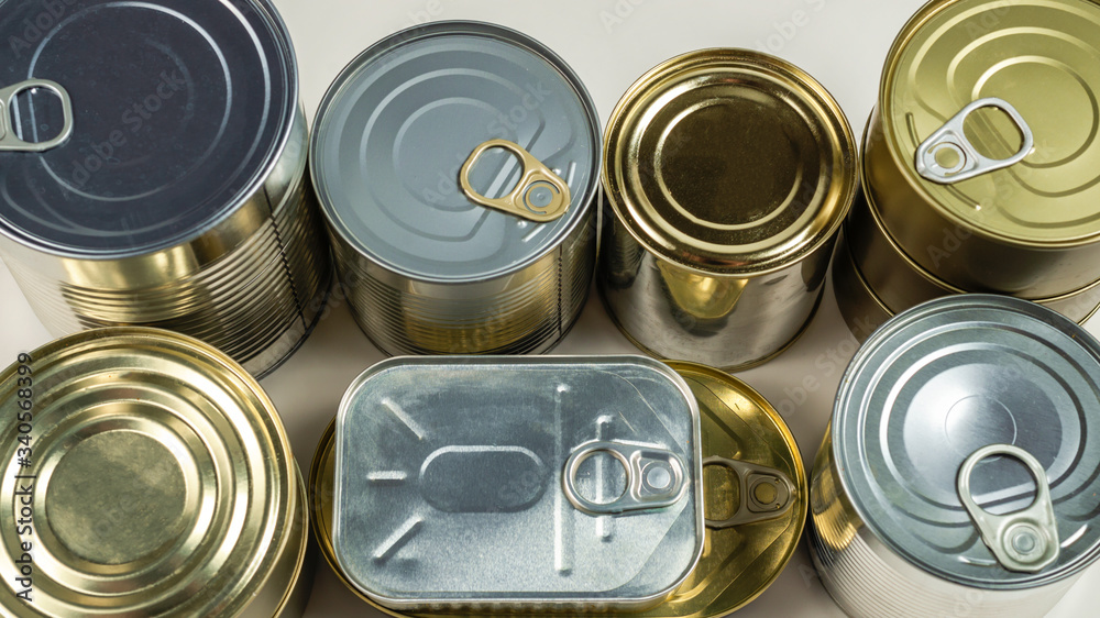 Mix of cans isolated on white background. Mix of cans isolated on white background.