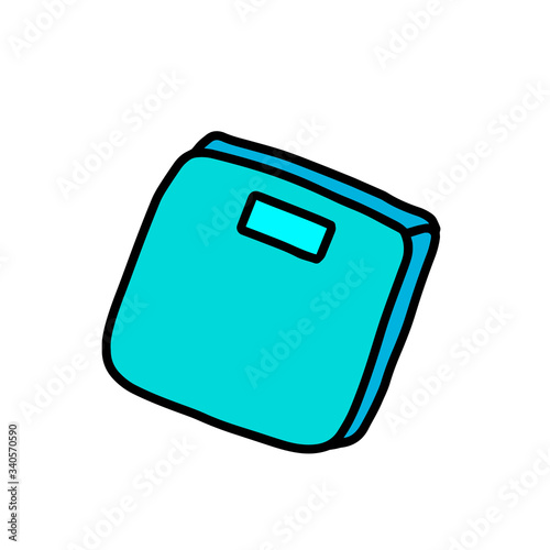 Weight scale doodle icon hand drawn in cartoon comic style