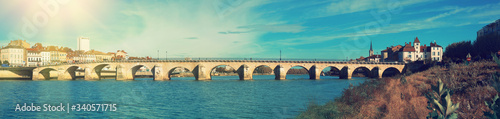 Panorama of bridge in  Macon, France © JackF