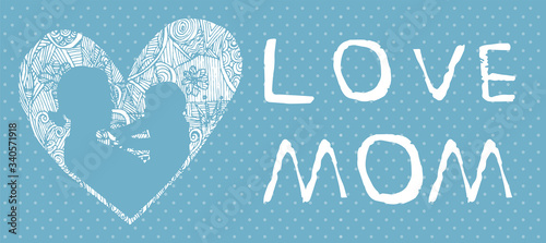 mother and son stylized vector silhouette, Happy Mothers Day celebration. modern mom.