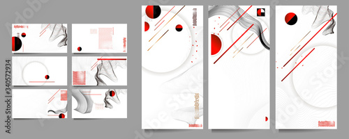 Poster design Japanese style templates set invitations to lines abstract white background for book cover texture brochure