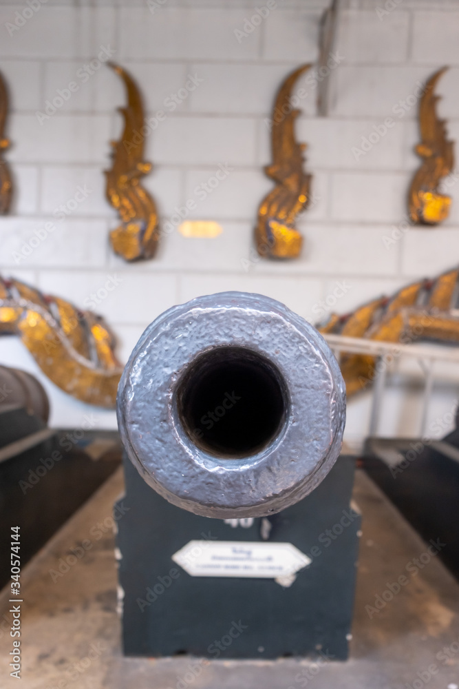 old military cannon front view. old military cannon front view.