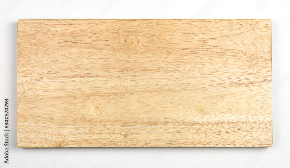 Top view Wooden tray. Wooden board isolate on white background.