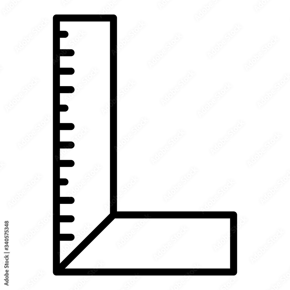 Right angle ruler icon. Outline right angle ruler vector icon for web design isolated on white background