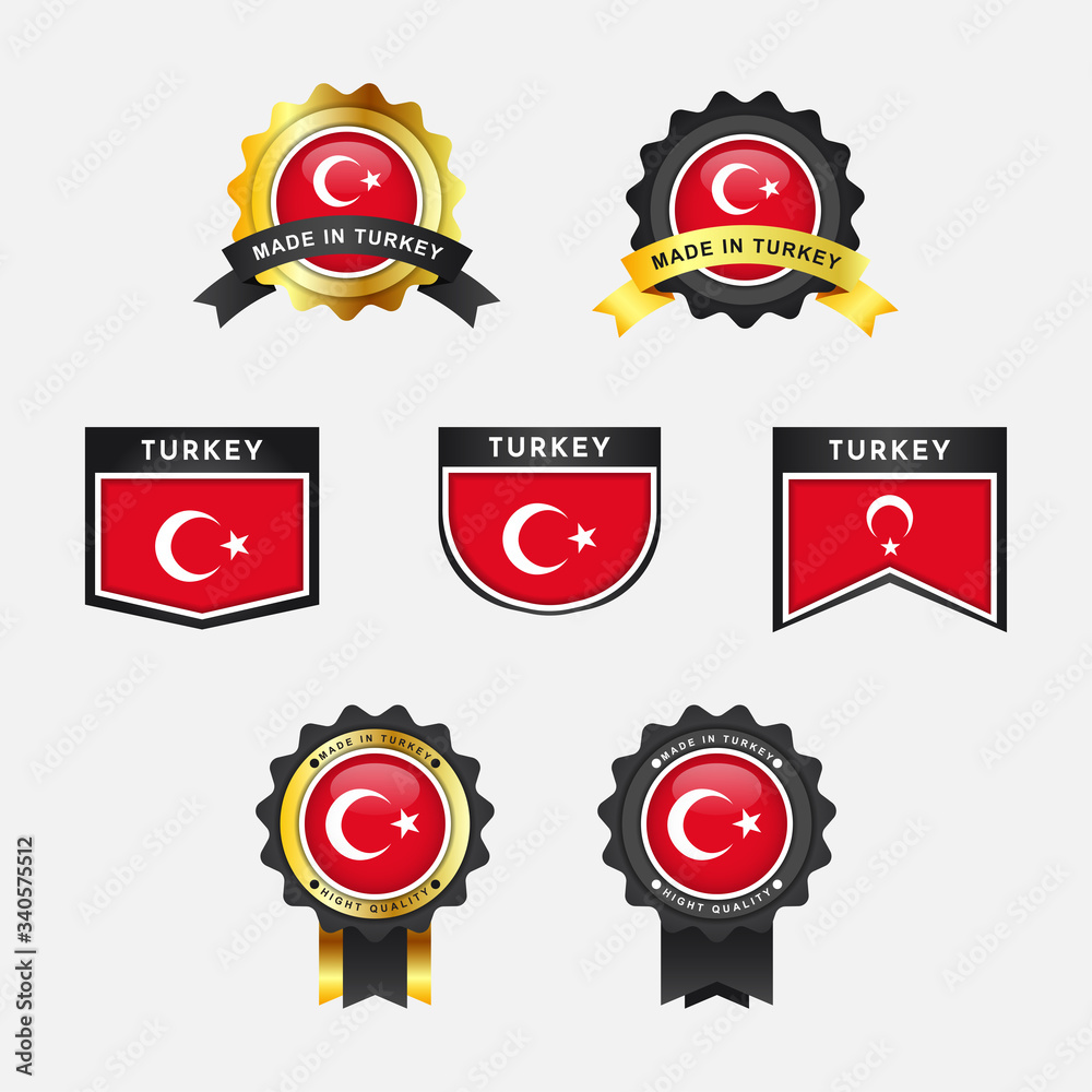 Set Made In Turkey label illustration template design Set Made In Turkey label illustration template design