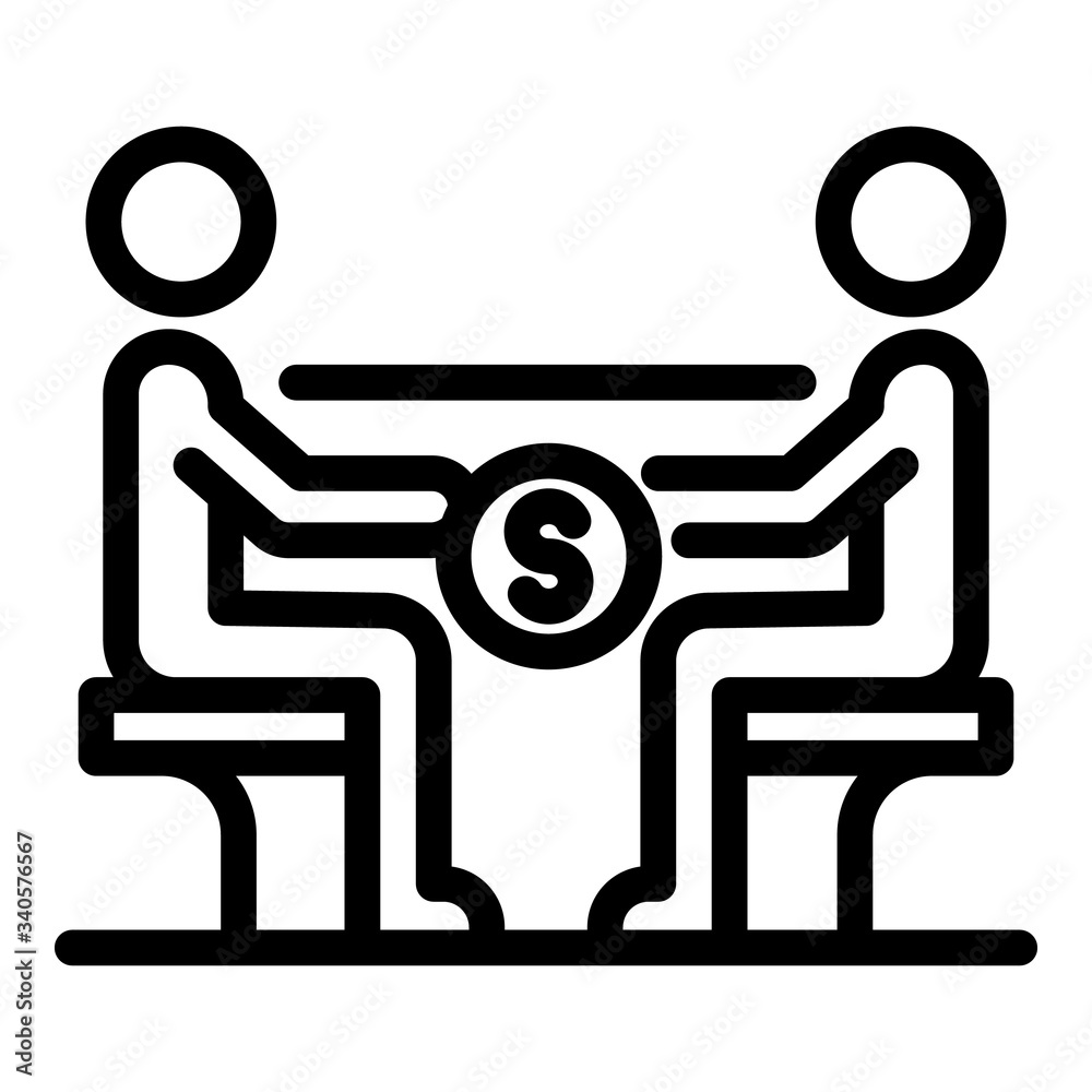 Giving a bribe under the table icon. Outline giving a bribe under the table vector icon for web design isolated on white background