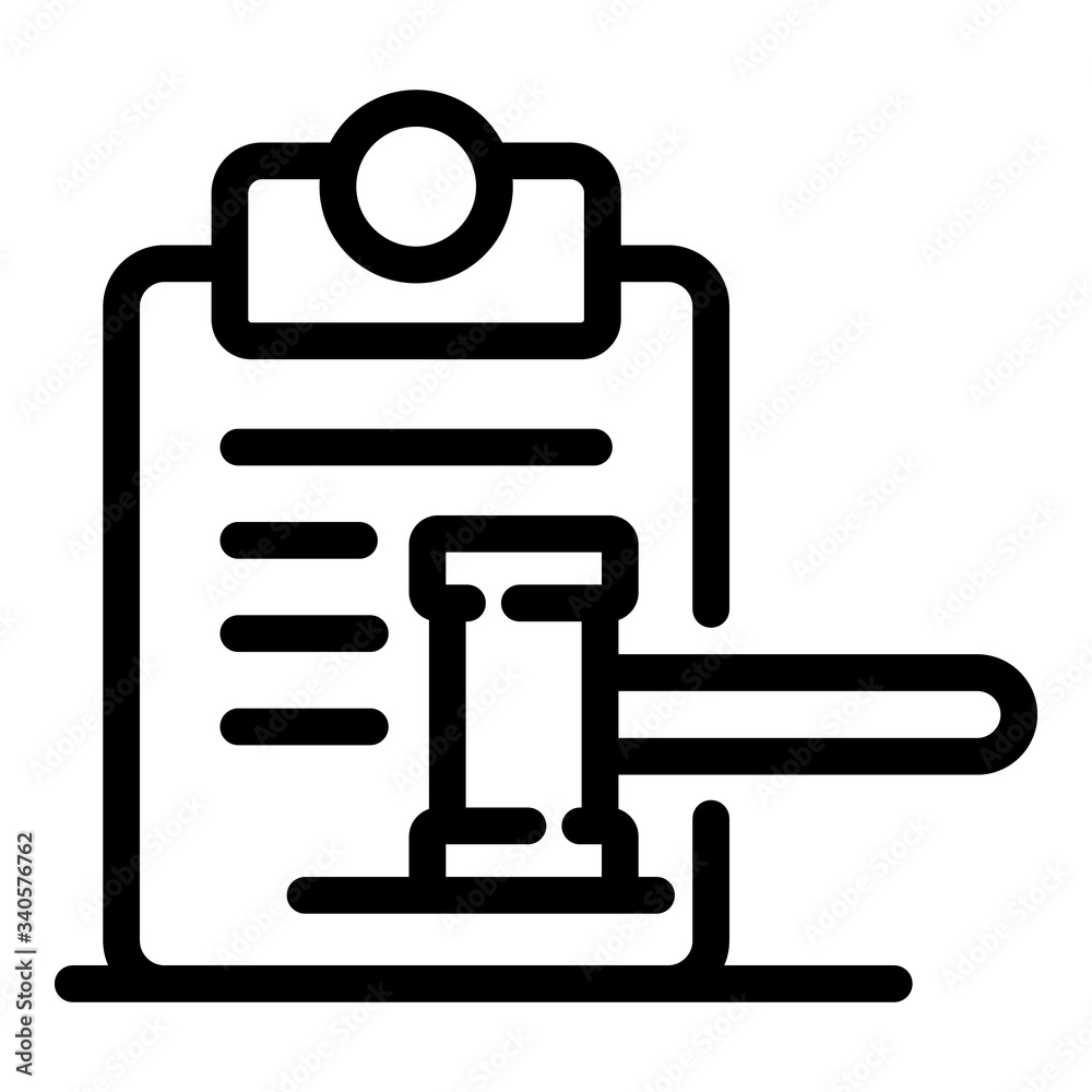 Blank and gavel icon. Outline blank and gavel vector icon for web design isolated on white background Blank and gavel icon. Outline blank and gavel vector icon for web design isolated on white background