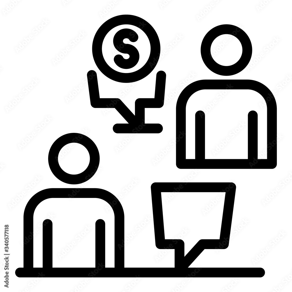 Financial negotiations icon. Outline financial negotiations vector icon for web design isolated on white background Financial negotiations icon. Outline financial negotiations vector icon for web design isolated on white background