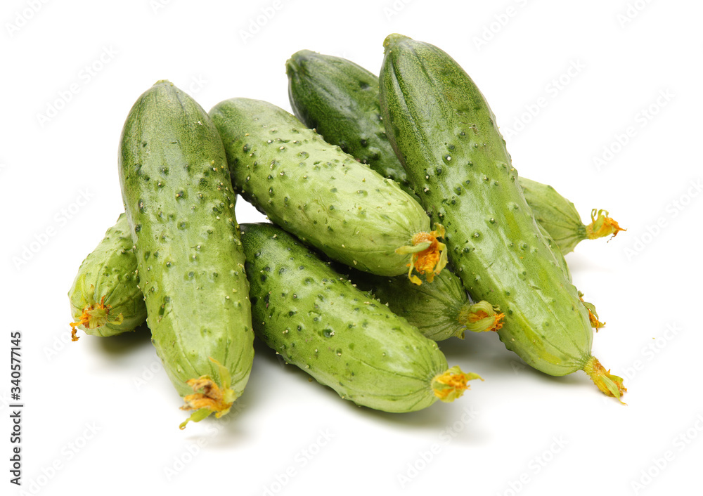 Green cucumber on the white background Green cucumber on the white background
