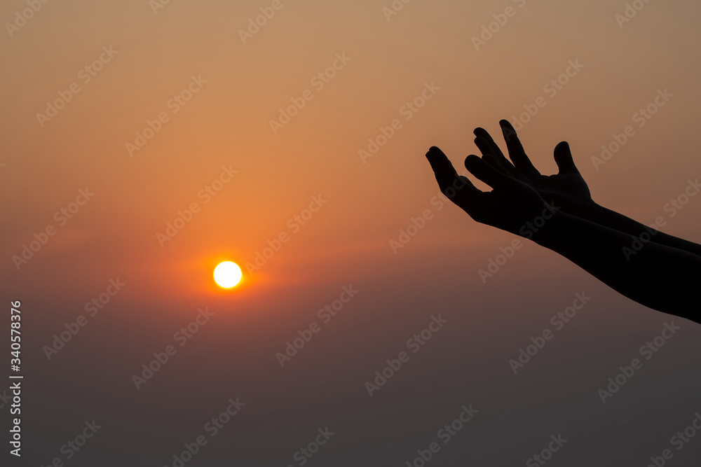 Human hands open palm up worship.