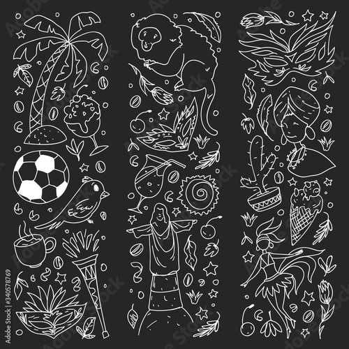 Rio de janeiro Brazil. Vector pattern with national symbols.