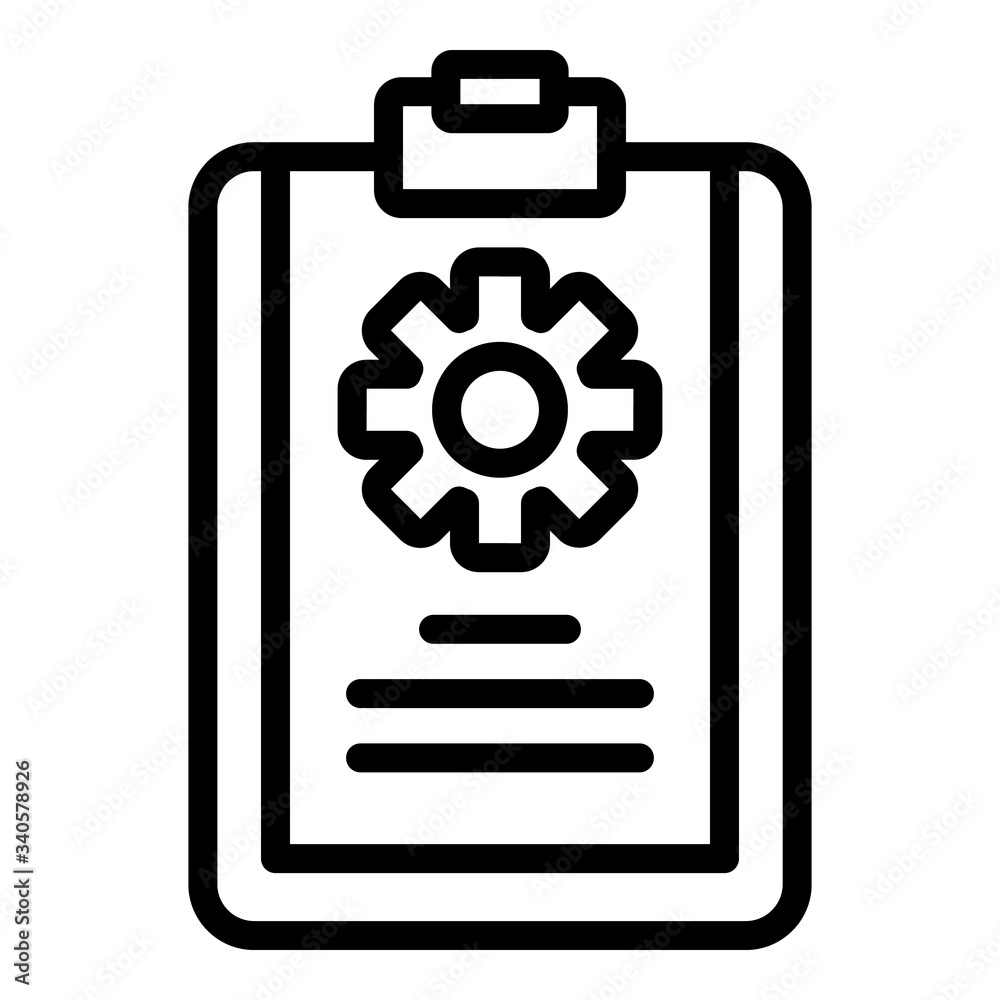 Blank with cog wheel icon. Outline blank with cog wheel vector icon for web design isolated on white background Blank with cog wheel icon. Outline blank with cog wheel vector icon for web design isolated on white background