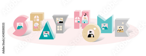 家にいよう_ステイホーム_楽しく_STAY HOME,Happy,pink,green