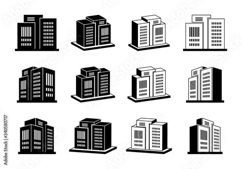 Icons company and buildings set  Vector bank and office collection on white background