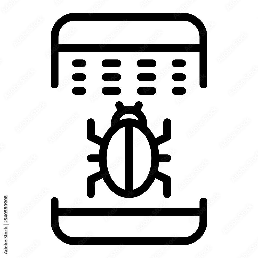 Bug in smartphone application icon. Outline bug in smartphone application vector icon for web design isolated on white background Bug in smartphone application icon. Outline bug in smartphone application vector icon for web design isolated on white background