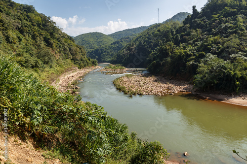 Nam Phak river. Mountain river in the Oudomxay Province in Laos. photo