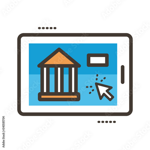 smartphone with bank building line and fill style