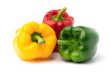 three sweet bell pepper isolate on white backgroud