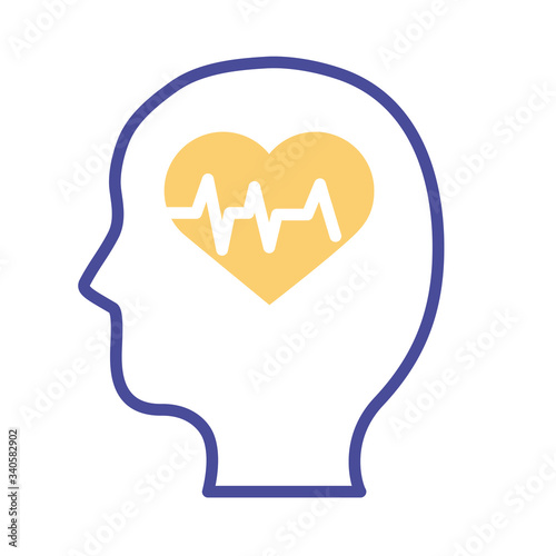 profile with heart cardio mental health line style icon