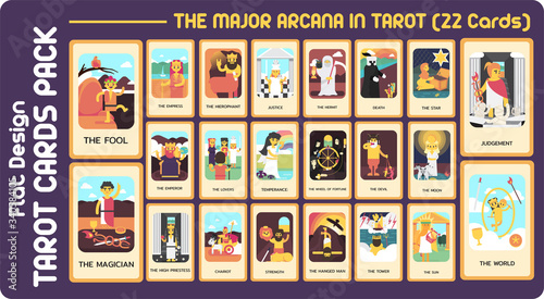 The major arcana in TAROT CARD FLAT DESIGN photo