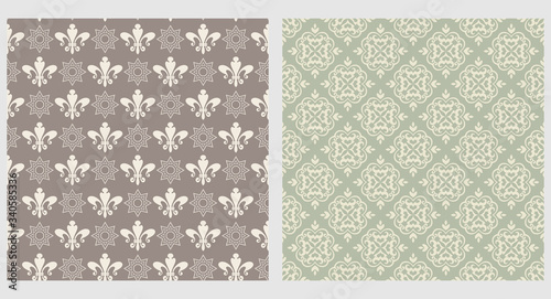 Vector Seamless Pattern | Background Wallpaper, Retro | Colors: Brown, Green