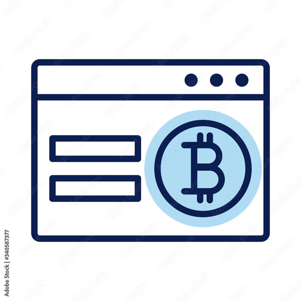 webpage with bitcoin crypto currency line style icon webpage with bitcoin crypto currency line style icon