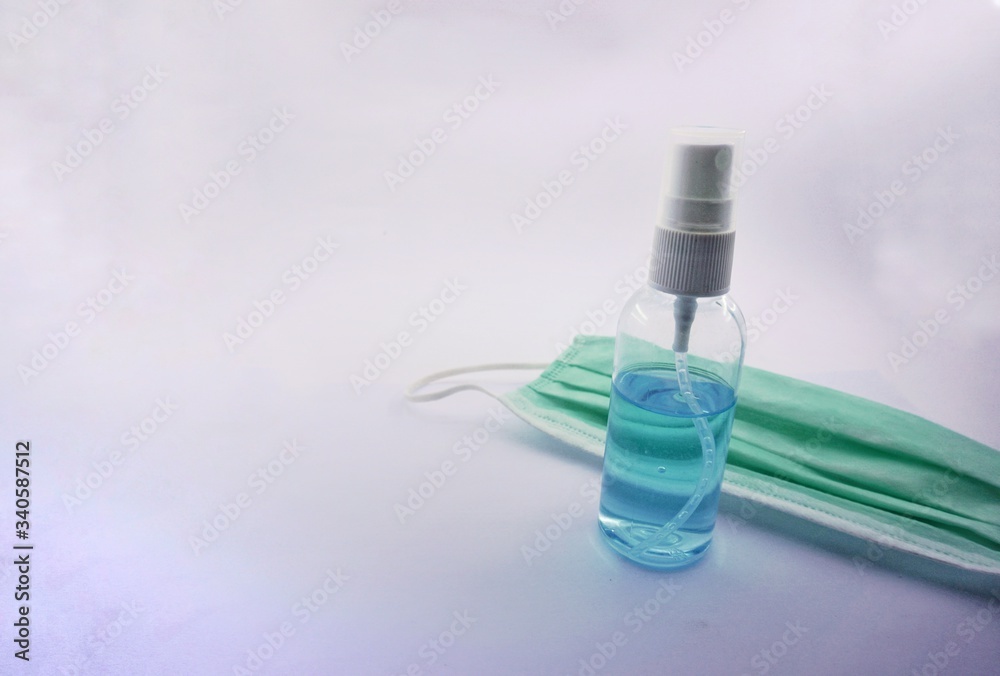 self protection tool from corona virus transmission. hand sanitizer and mouth mask self protection tool from corona virus transmission. hand sanitizer and mouth mask