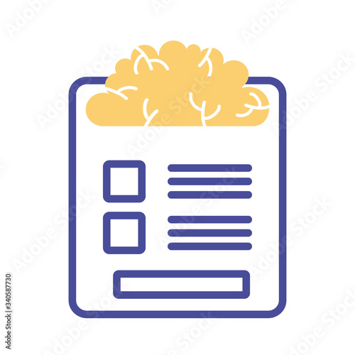 brain with document mental health line style icon
