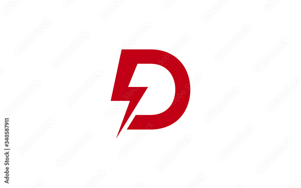 D Letter with a lightning bolt Icon or Logo design, Vector Template D Letter with a lightning bolt Icon or Logo design, Vector Template