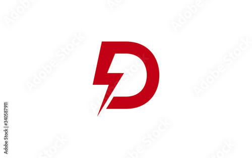D Letter with a lightning bolt Icon or Logo design, Vector Template