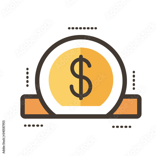 coin dollar line and fill style icon