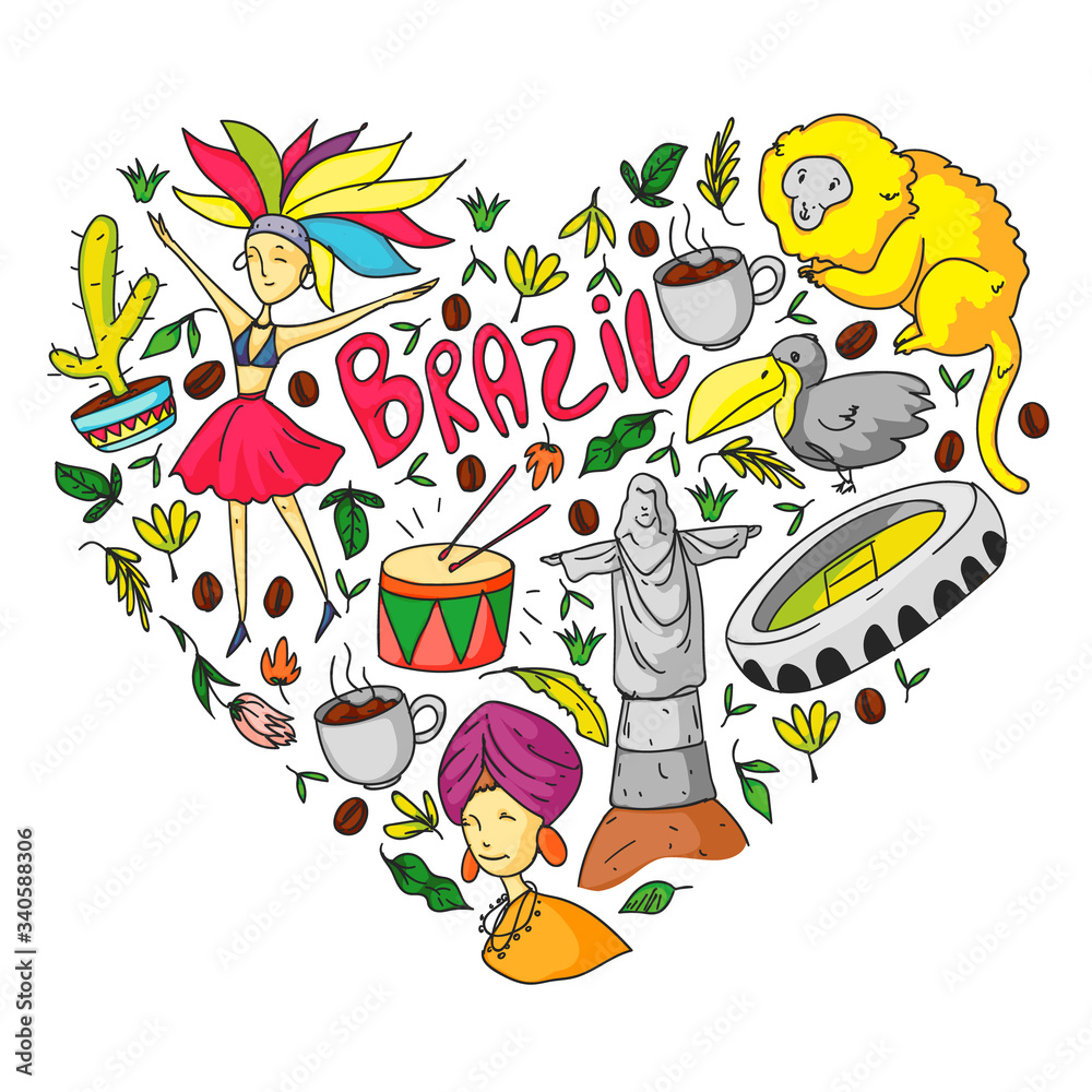 Rio de janeiro Brazil. Vector pattern with national symbols. Rio de janeiro Brazil. Vector pattern with national symbols.