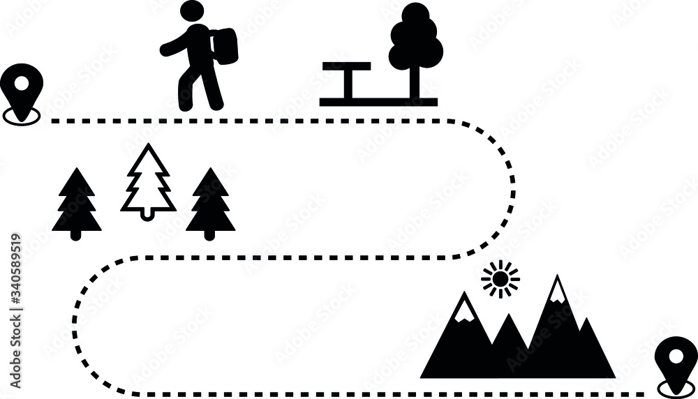 Hiking in the Mountains Vector Illustration Hiking in the Mountains Vector Illustration