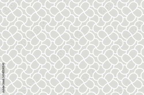 Geometric floral seamless pattern. Vector background with abstract line texture. Neutral monochrome wallpaper, grey white simple light ornament for wrapping paper, textile. Decorative design element