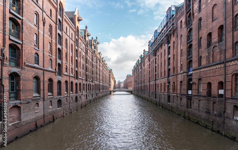 The famous warehouse district (Speicherstadt) in Hamburg, germany