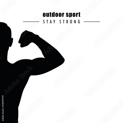 strong muscular man silhouette outdoor sport vector illustration EPS10