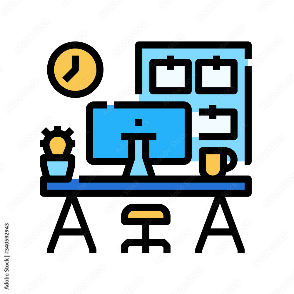 Computer on table icon for webpage, application, card, printing, social media, posts etc. Computer on table icon for webpage, application, card, printing, social media, posts etc.