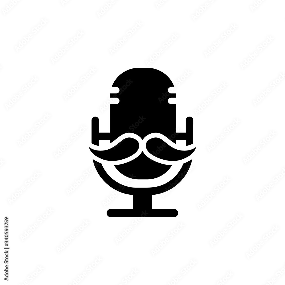 vector illustration of an old microphone with mustache. vector illustration of an old microphone with mustache.