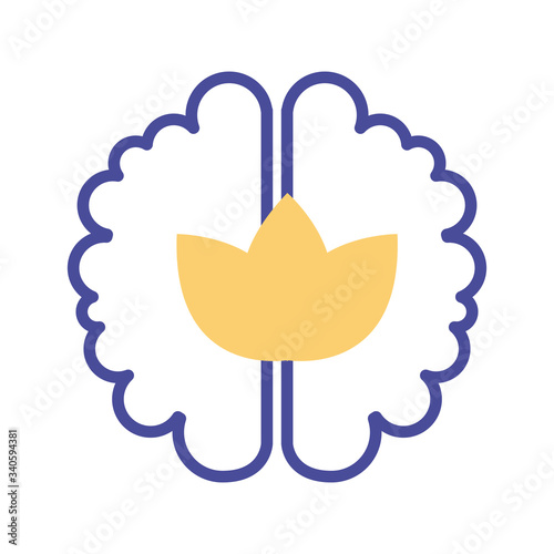 brain with plant mental health line style icon